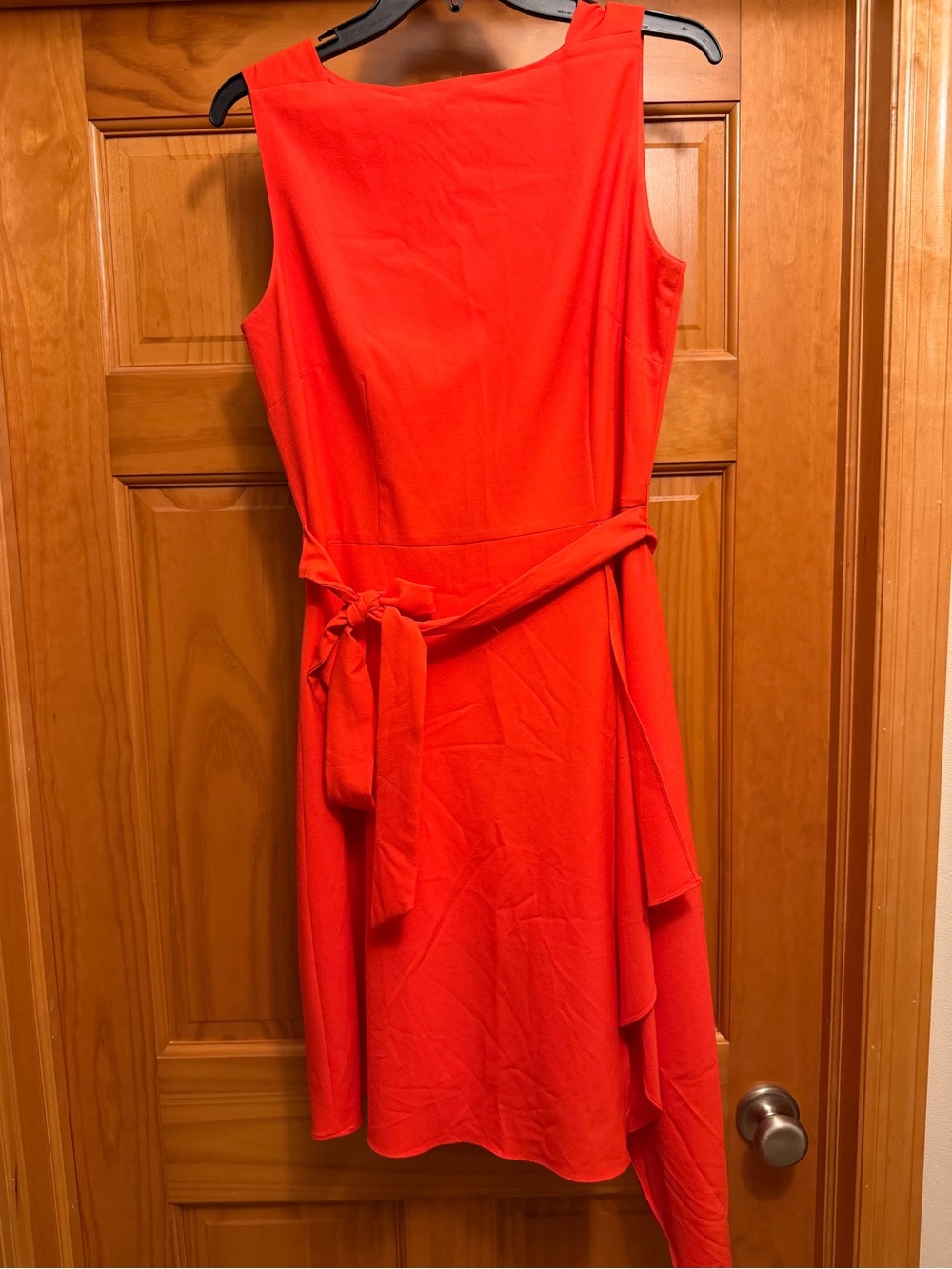 Red One-Shoulder Tie-Waist Dress